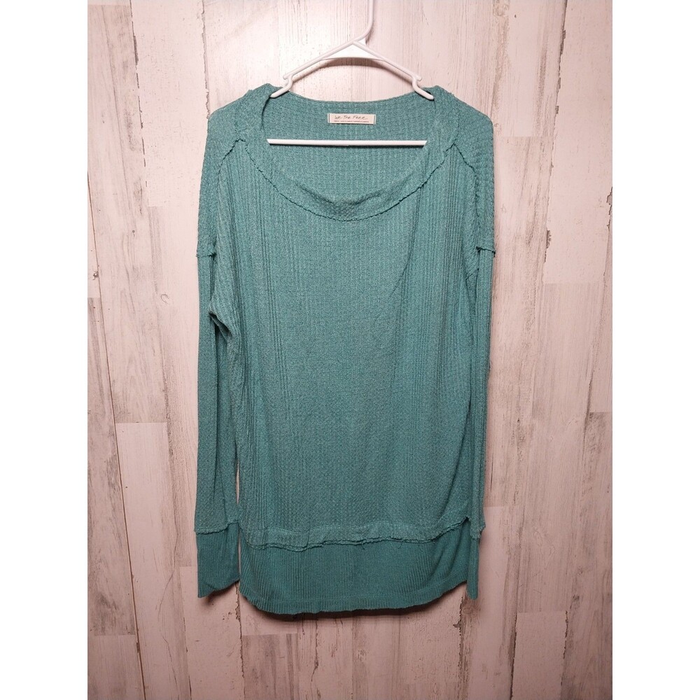 Free People North Shore Thermal Tunic Shirt Aqua Blue Small